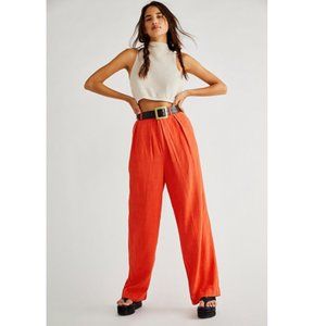Free People Free In You Pull On Trousers Pants Red Large NEW